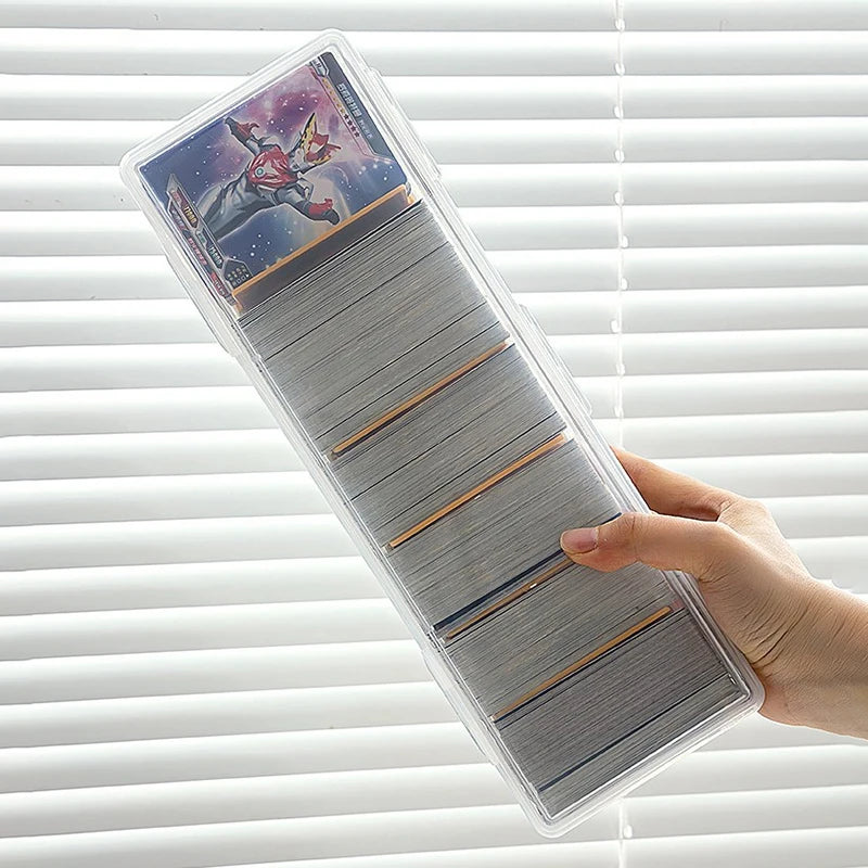 Clear Plastic Compartmentalized Organizer Box Holds 550+ Game Cards Storage Box with Adjustable Divider for PTCG/MTG Cards
