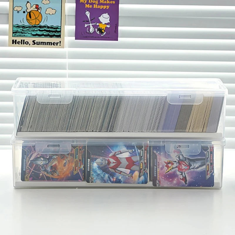 Clear Plastic Compartmentalized Organizer Box Holds 550+ Game Cards Storage Box with Adjustable Divider for PTCG/MTG Cards