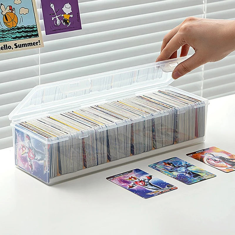 Clear Plastic Compartmentalized Organizer Box Holds 550+ Game Cards Storage Box with Adjustable Divider for PTCG/MTG Cards